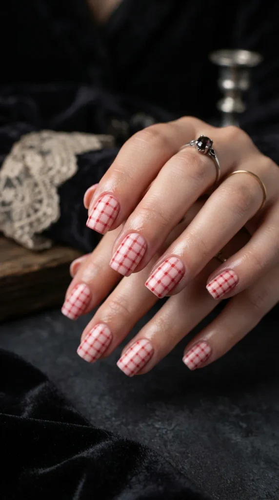 Gingham Check Nails