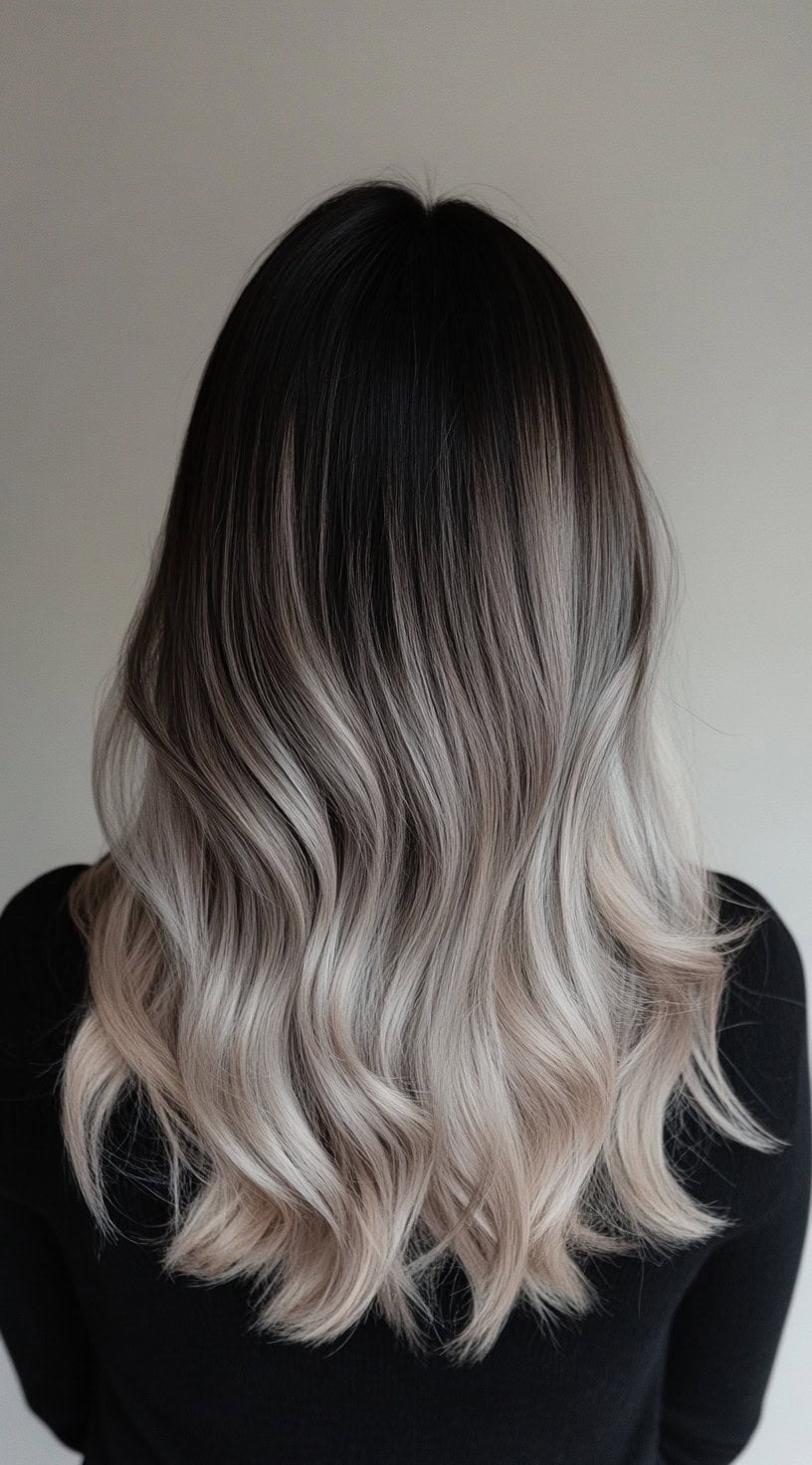 Medium-length ash blonde melt with brighter face framing