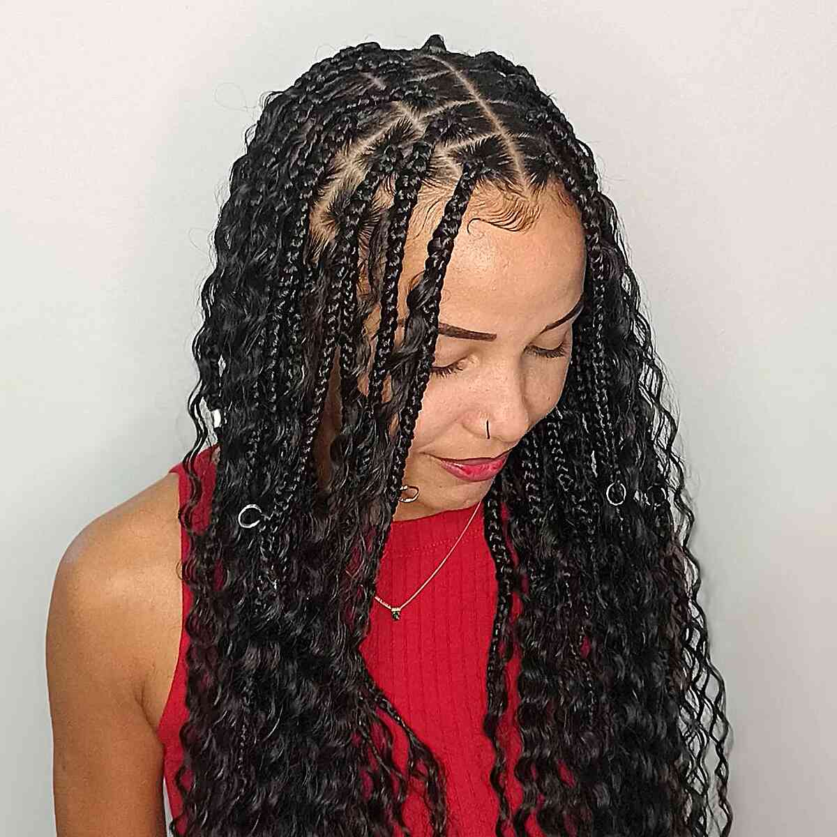 Medium Box Braids with Soft Curls Throughout braiding hair idea