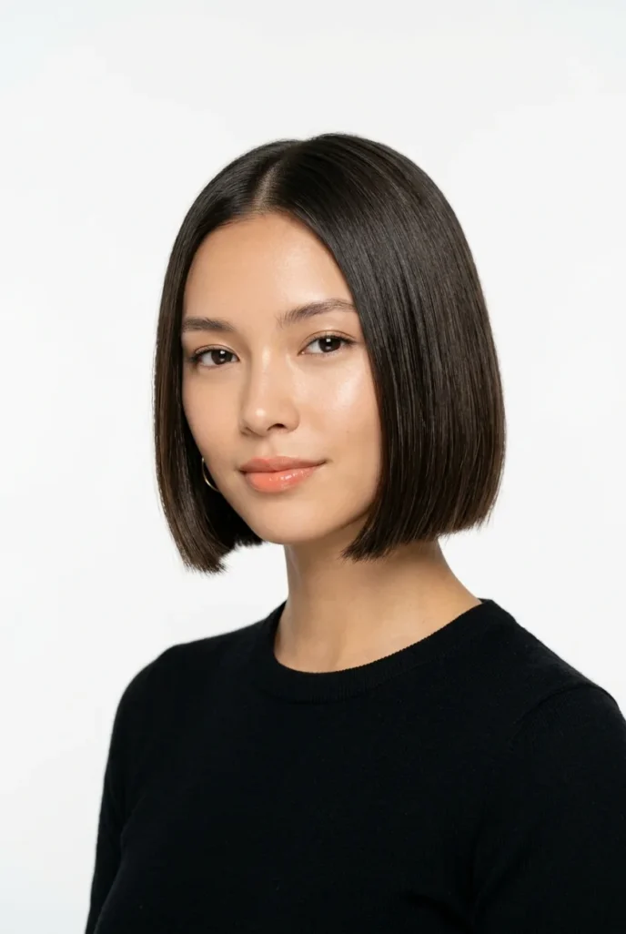 Micro bob with sharp jawline line