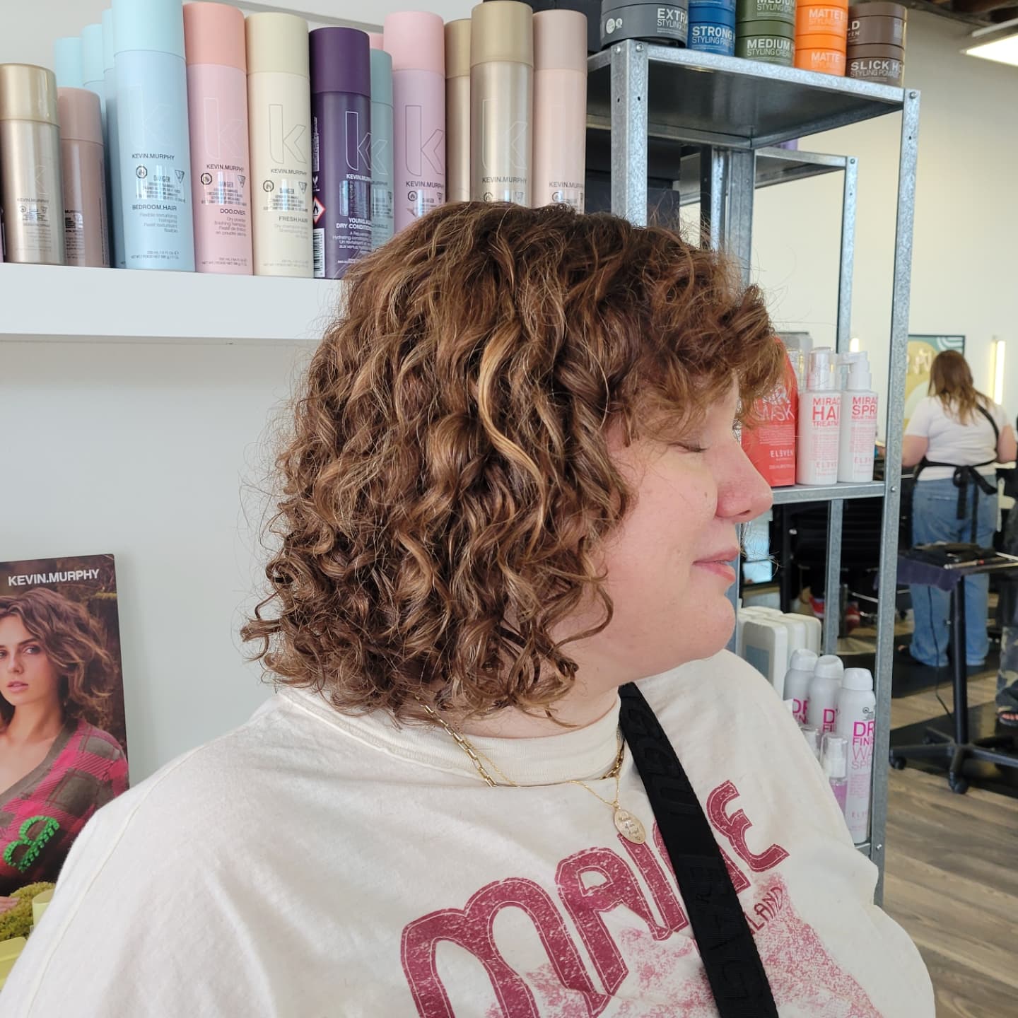 Shoulder-length curls with subtle layering
