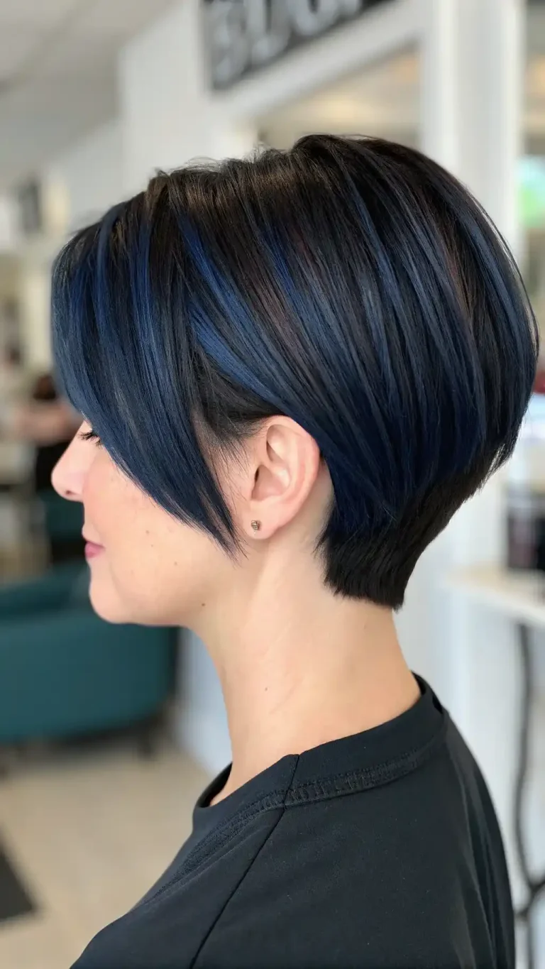 Deep Blue Lob hairstyle photo
