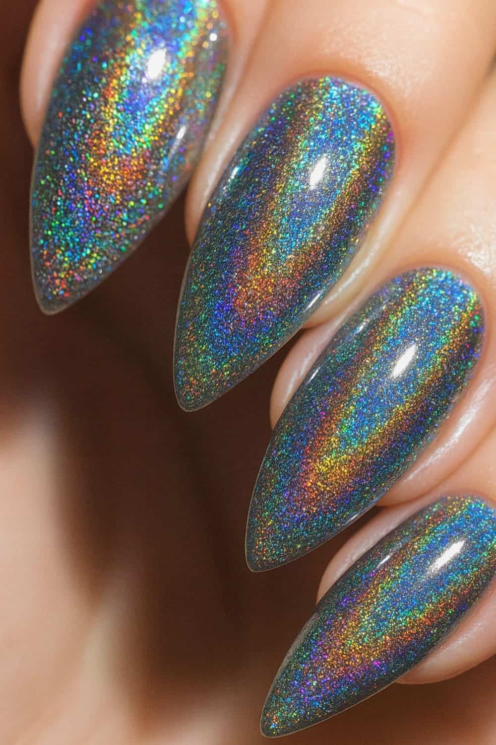 Holographic Disco Ball Nails new years eve nails design