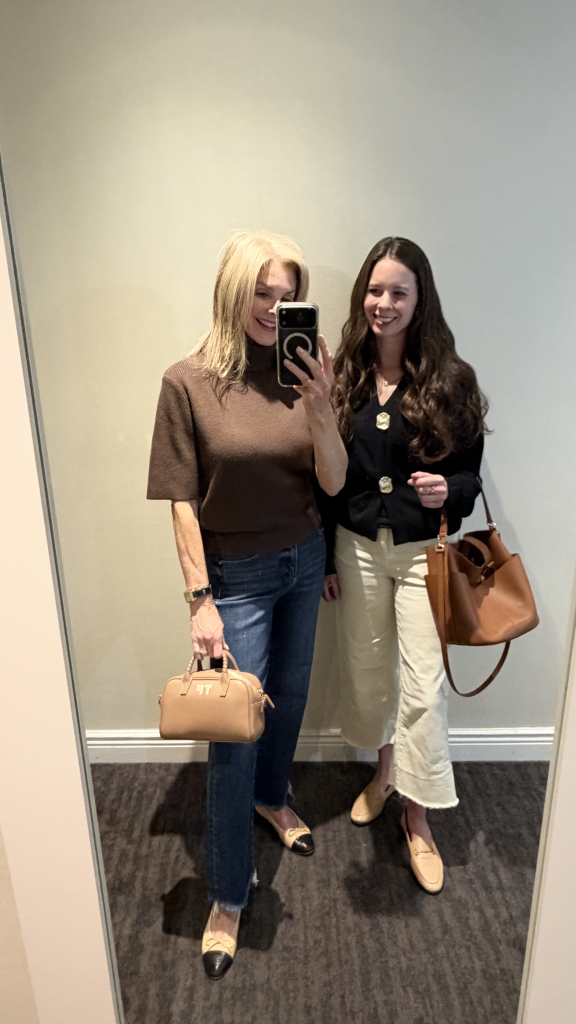 Brown Turtleneck Sweater with Straight-Leg Jeans Brown turtleneck sweater worn with straight-leg jeans