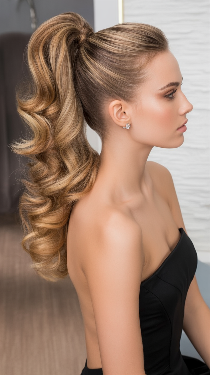 Prom hairstyle: sleek high ponytail