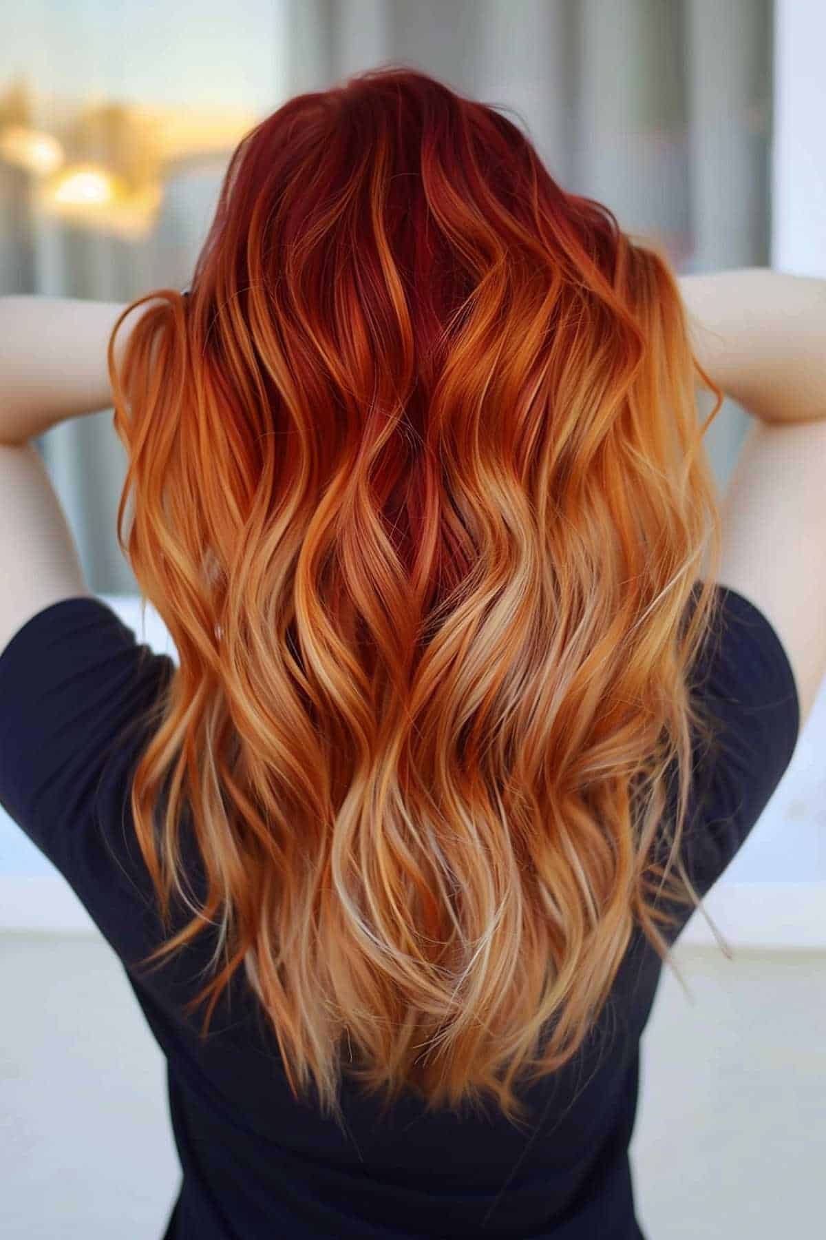 Ginger to copper blonde ombre hair