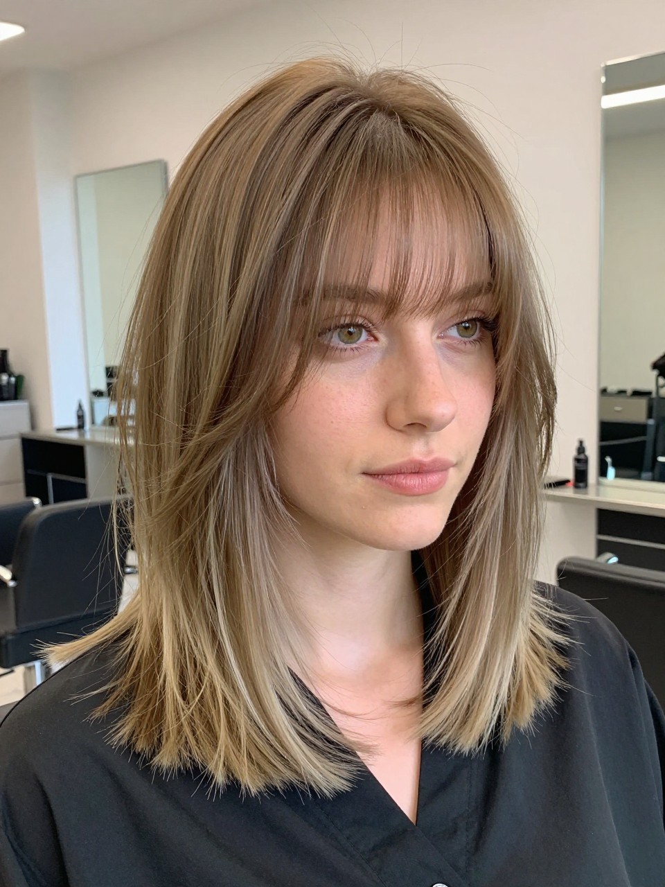 Layered Lob with Curtain Bangs photo