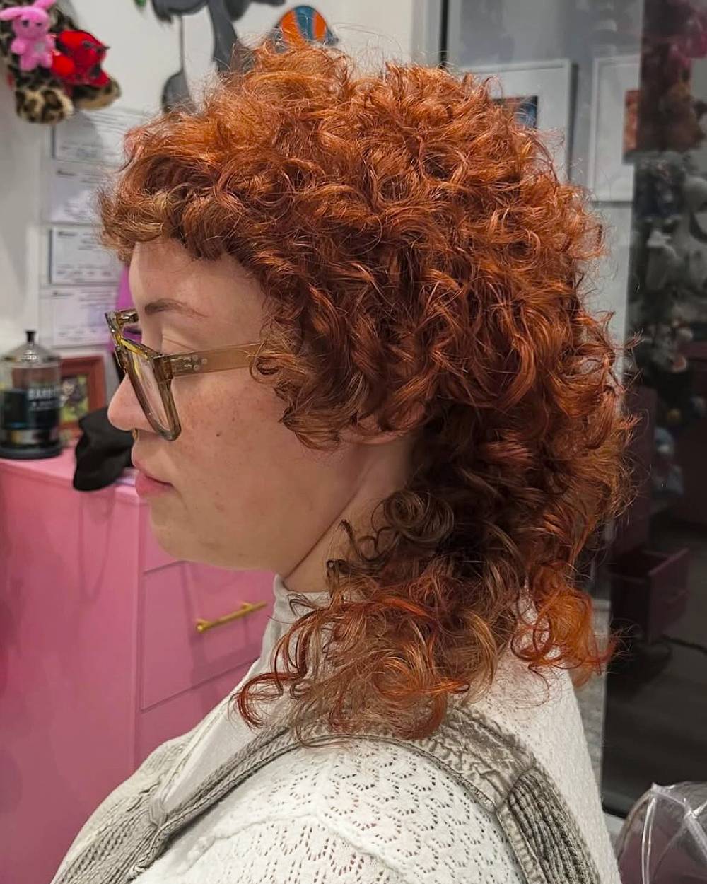 Playful curly mullet with defined layers