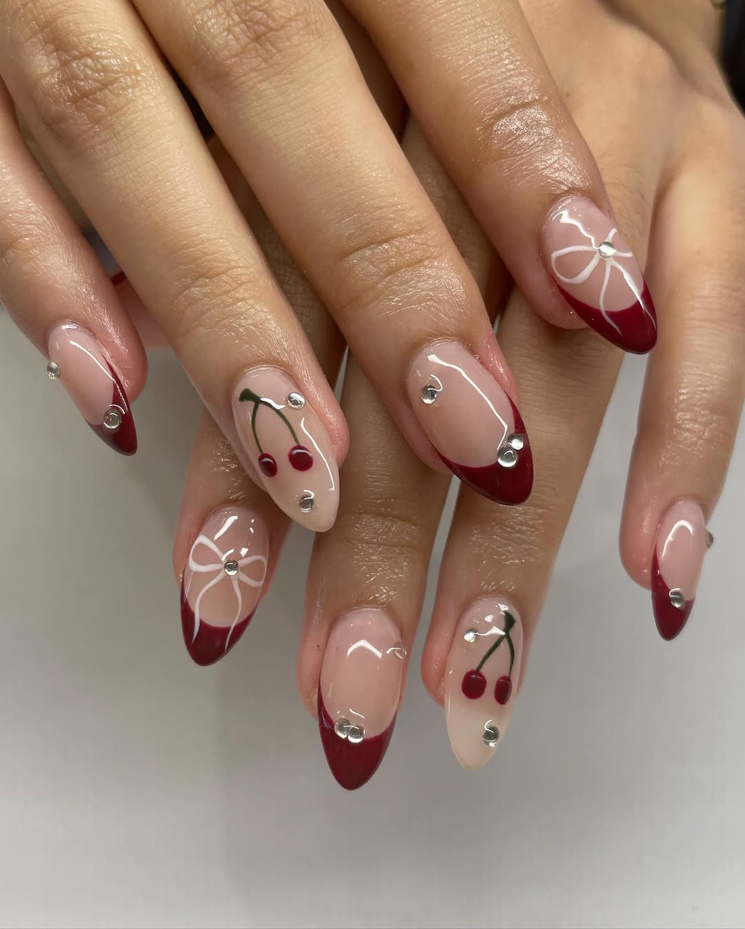Cherry French Tips