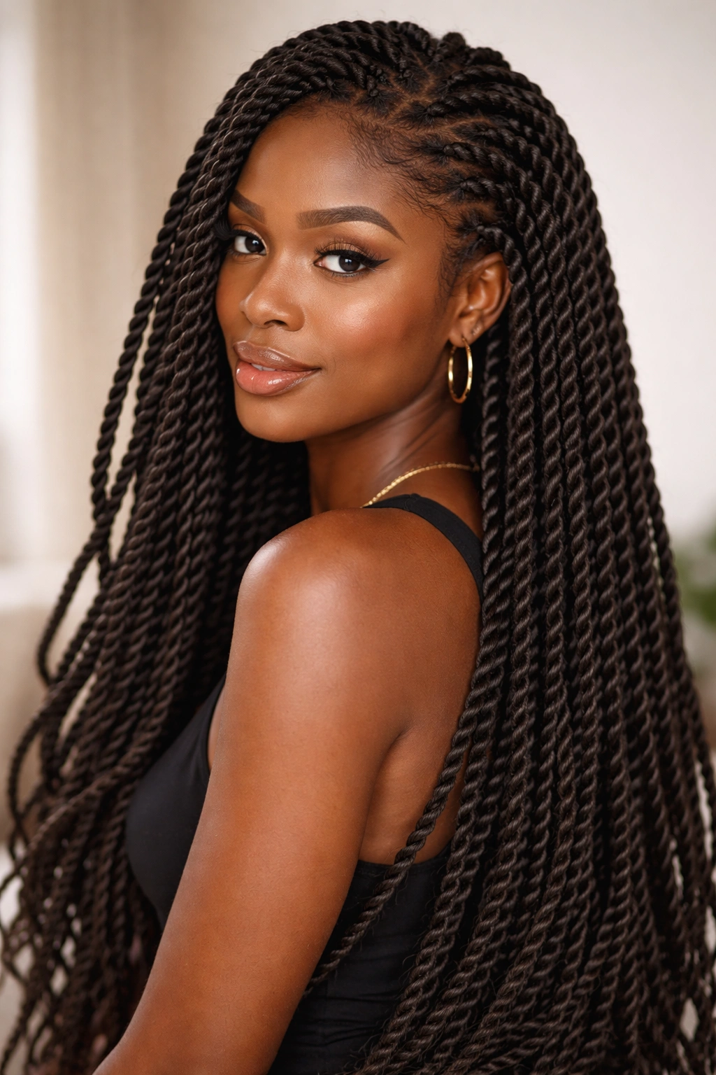 Senegalese Twists - winter hairstyle