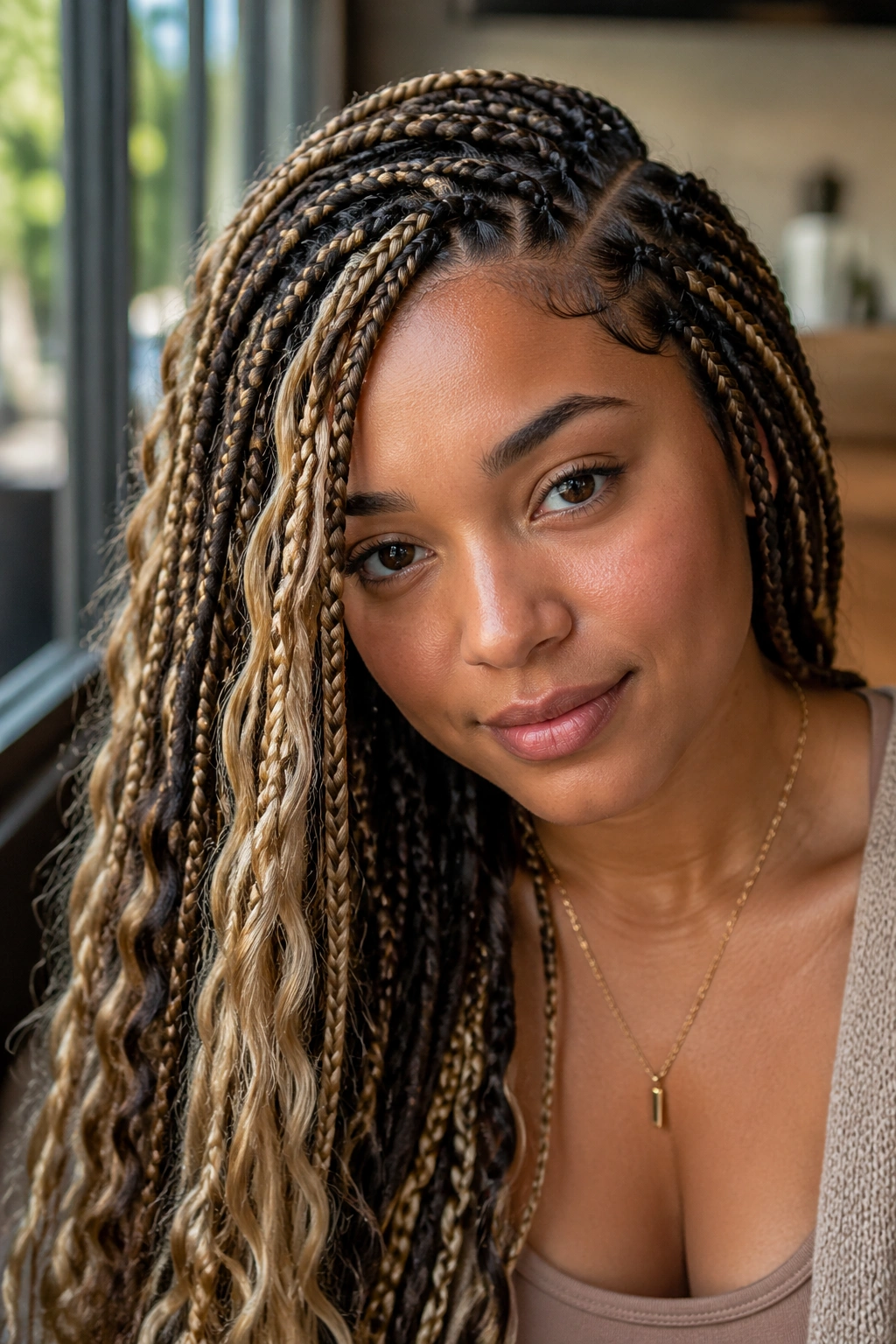 Box Braids That Melt Into Loose Waves winter hair trend