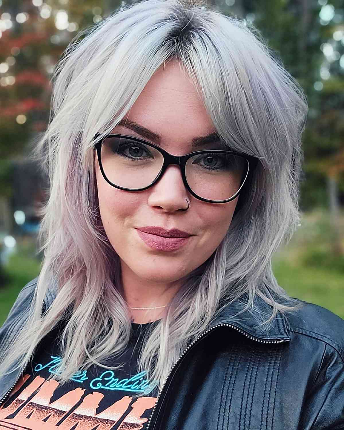 Silver shag haircut with soft layers