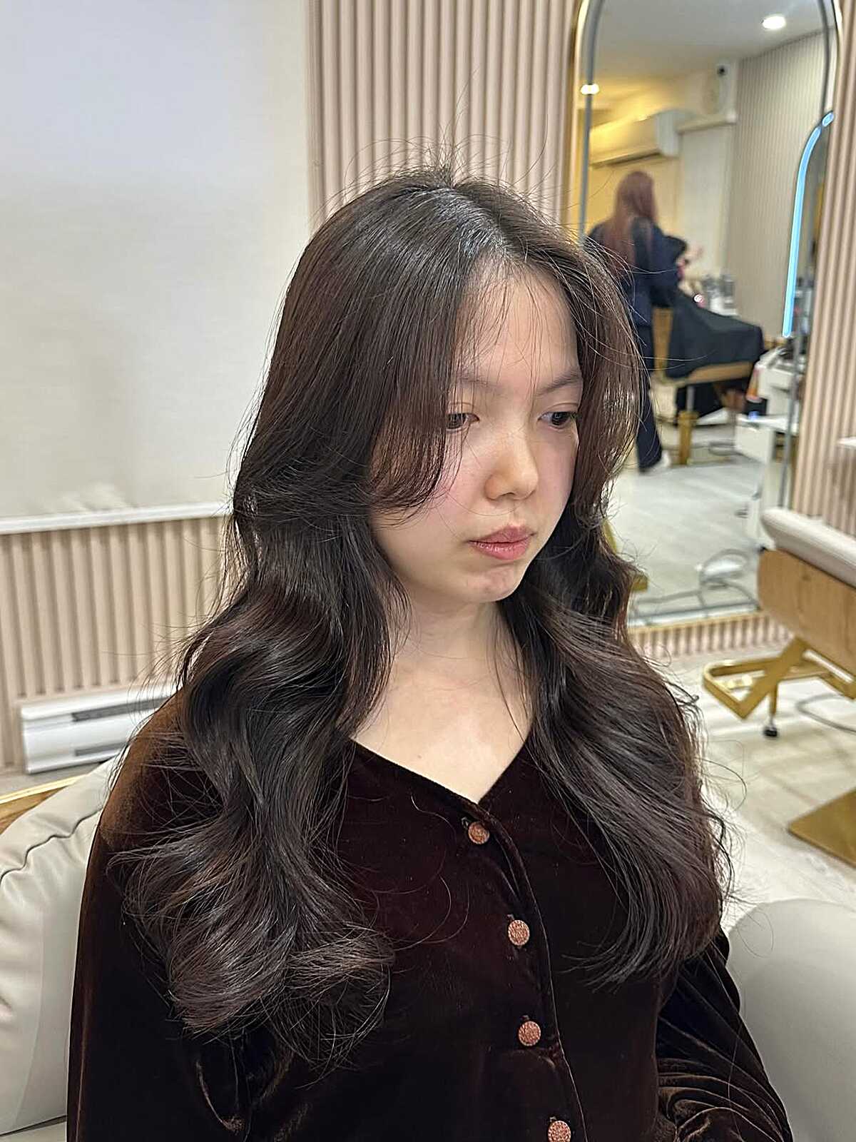Long Layers with Curtain Bangs wavy hair hairstyle
