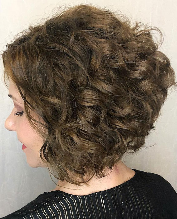 Curly Stacked Bob with Soft Definition stacked bob haircut