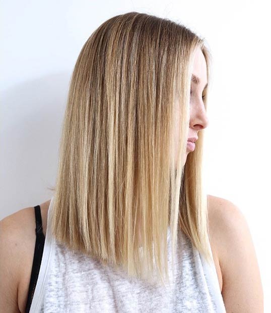 Straight Lob for Fine Hair with a Middle Part lob haircut