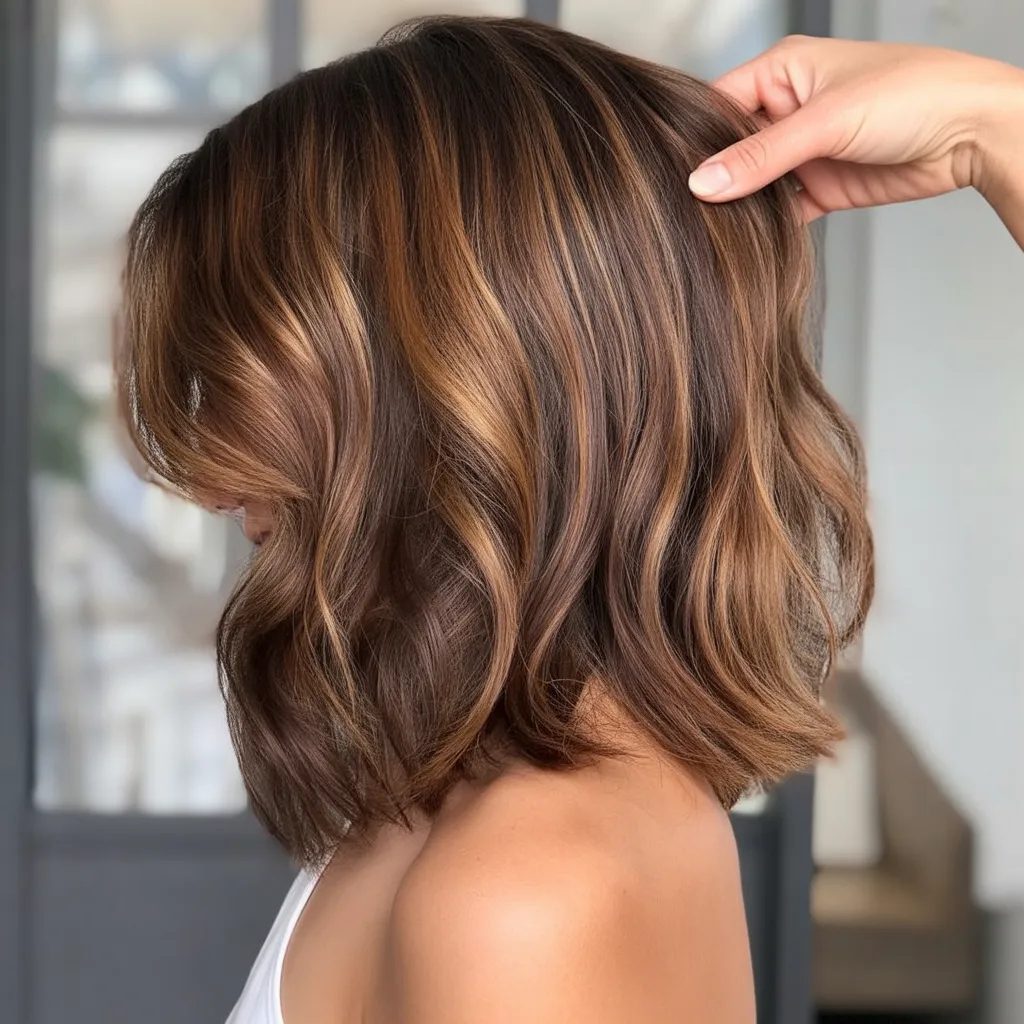 Warm Chestnut Lob hairstyle photo
