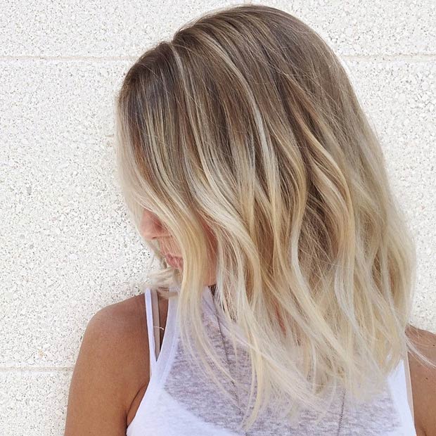 Loose-Wave Lob with Platinum Ends lob haircut