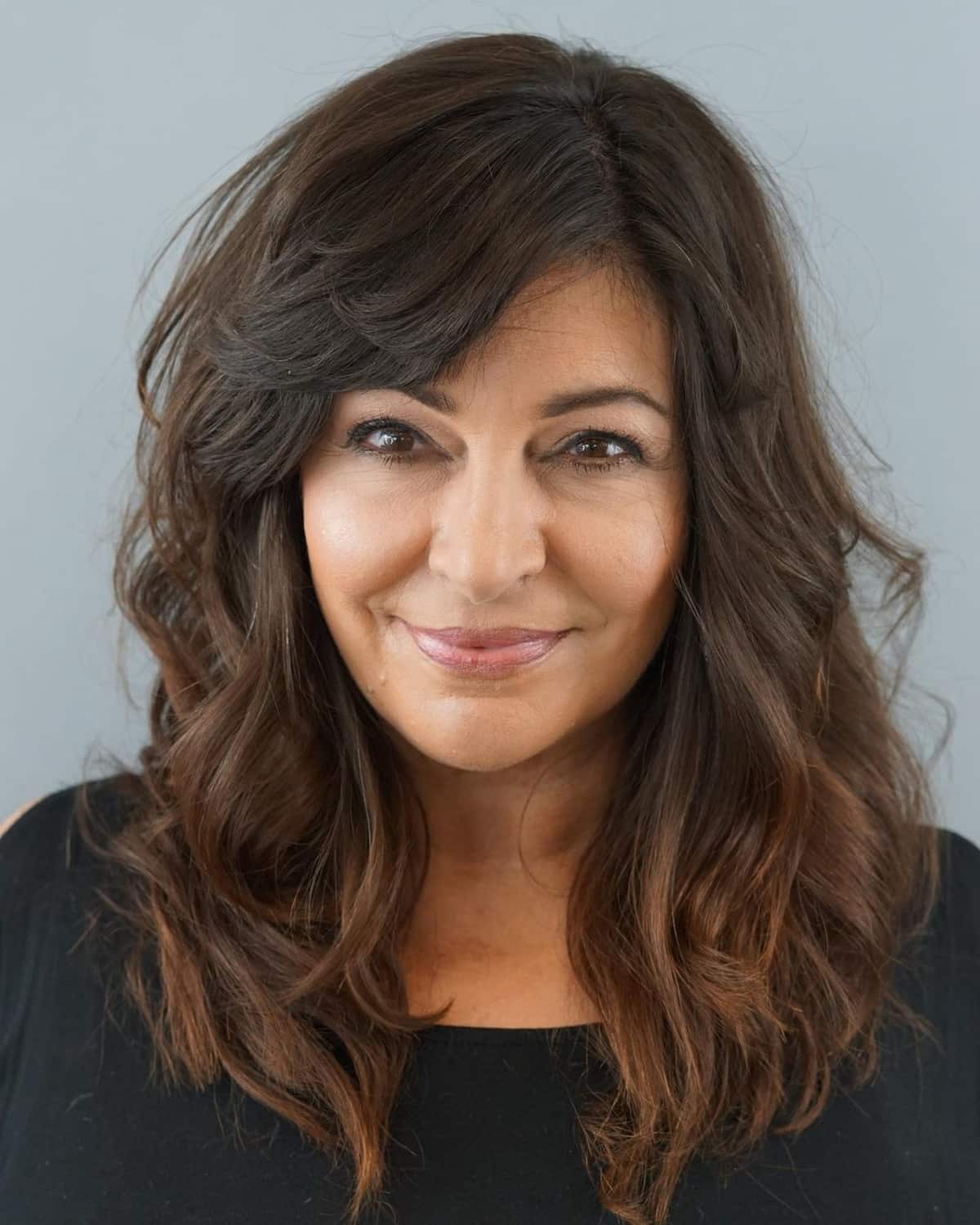 Modern shag haircut with side-swept bangs