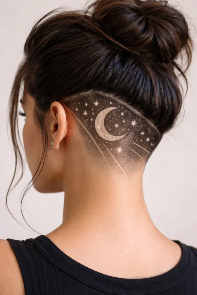 Star pattern shaved into undercut hair design