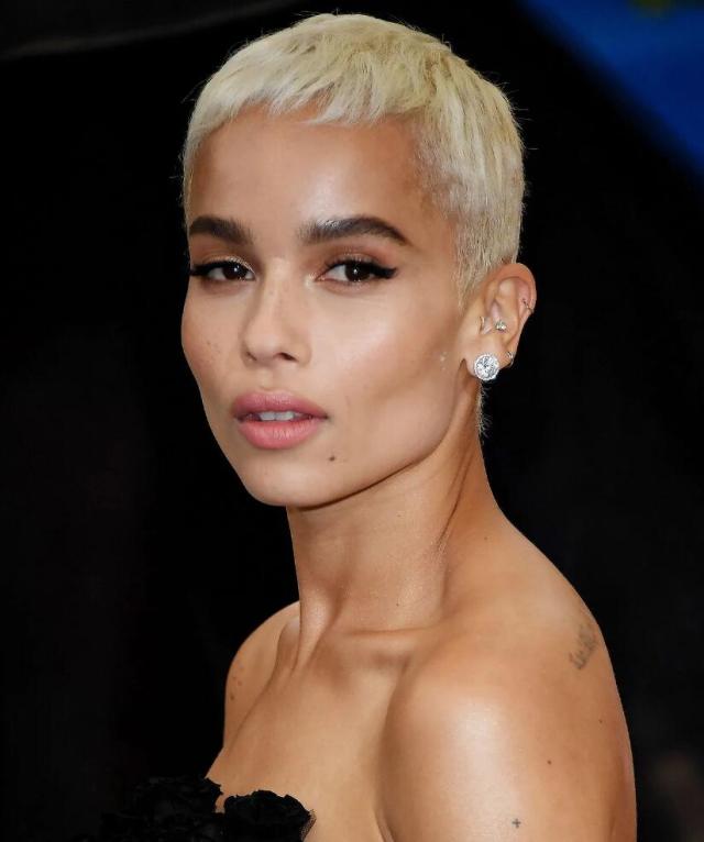 Super short blonde pixie haircut