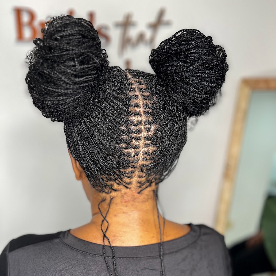 Mini Twists in Space Buns hairstyle photo
