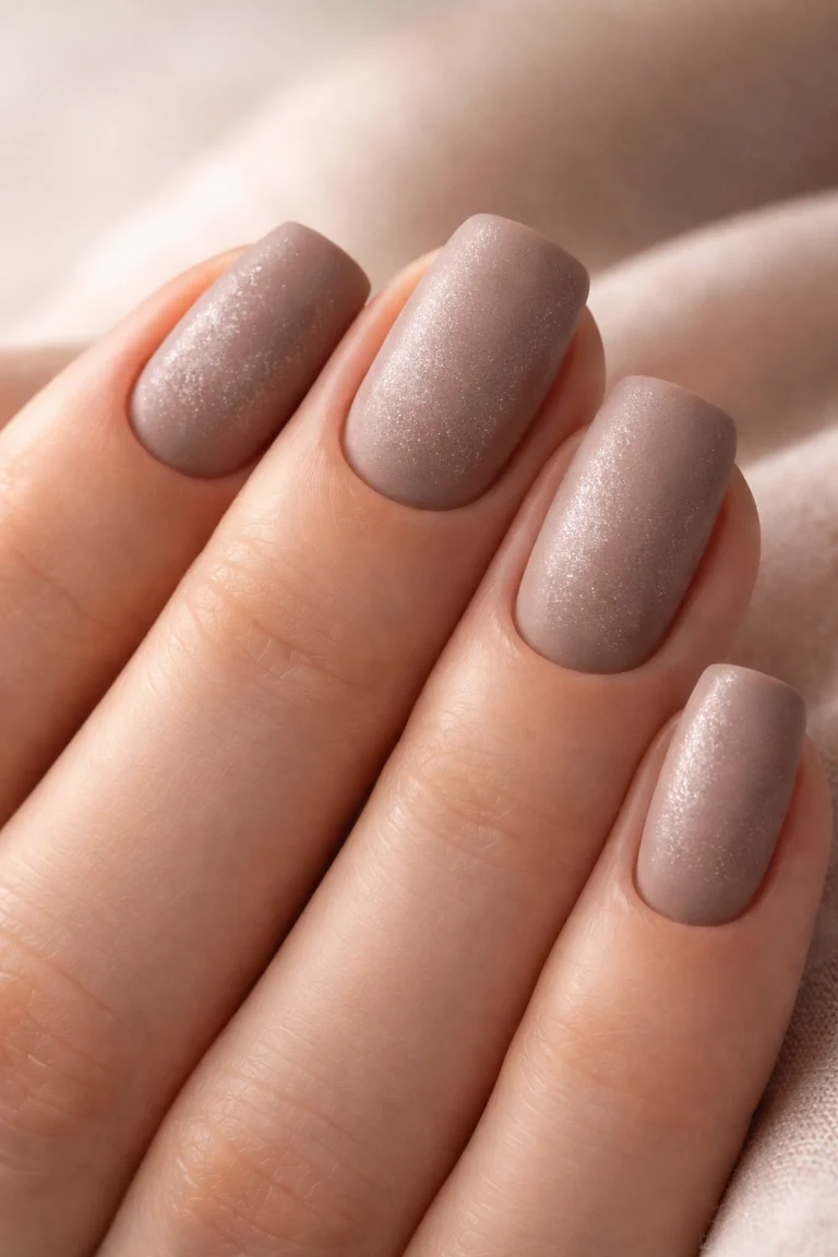 Taupe with Subtle Shimmer winter nail manicure