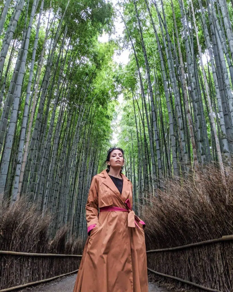 Camel Trench Coat with a Contrasting Pink Belt Japanese outfit