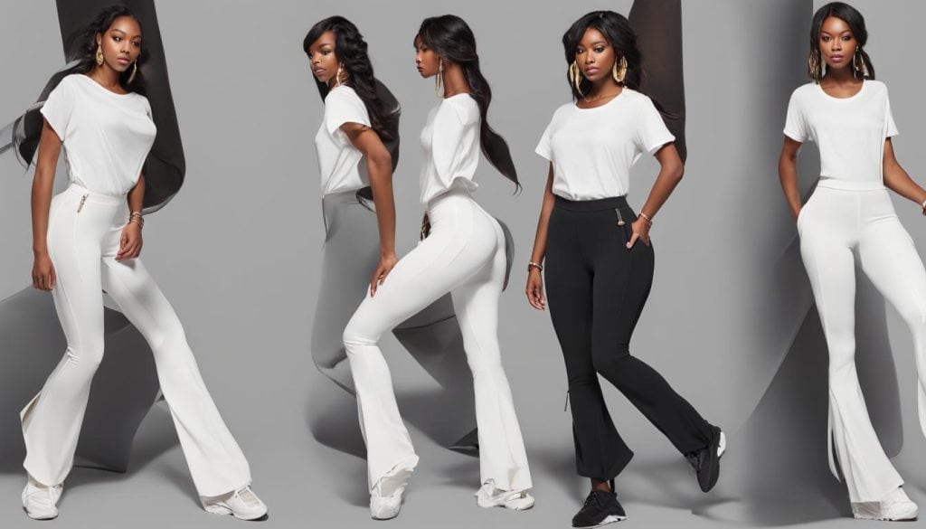 Classic White Tee with Black Flare Leggings and White Sneakers flare leggings outfit