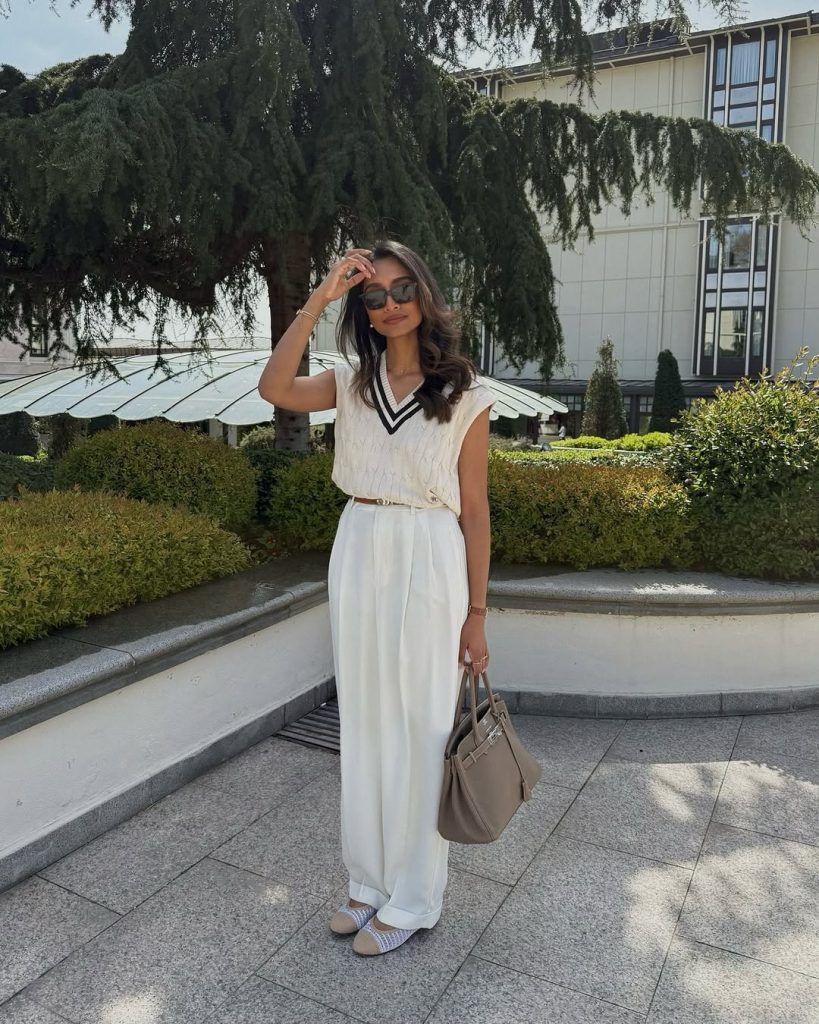 Matching Waistcoat Set With Wide-Leg Trousers smart casual outfit